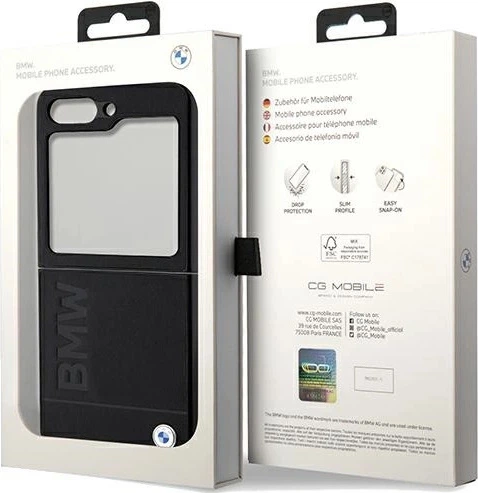 Etui BMW Leather Hot Stamp BMHCZF5SLLBK do Samsung Z Flip5 F731 Czarne (3666339171995) - obraz 4