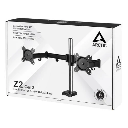 Настольное крепление для двух мониторов Arctic Z2 (Gen 3), Black/Silver (AEMNT00053A) - Фото 4 Настольное крепление для двух мониторов Arctic Z2 (Gen 3), Black/Silver (AEMNT00053A) - изображение 4