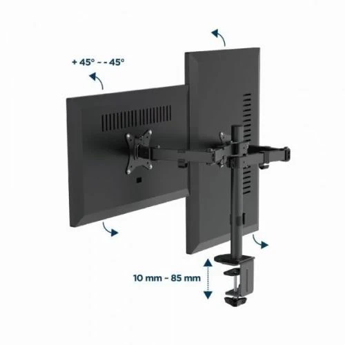 Настольное крепление для двух мониторов Gembird, Black (MA-D2-03) - Фото 4 Настольное крепление для двух мониторов Gembird, Black (MA-D2-03) - изображение 4