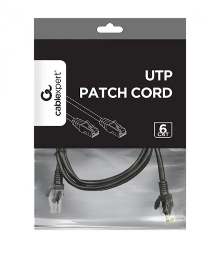 Патч-корд 1.5 м, UTP, Black, Cablexpert, Cat.6, CCA, PVC (PP6U-1.5M/BK) - зображення 2