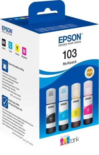 Комплект чернил Epson 103, Black / Cyan / Magenta / Yellow, 4x65 мл (C13T00S64A) - Фото 1 Комплект чернил Epson 103, Black / Cyan / Magenta / Yellow, 4x65 мл (C13T00S64A) - изображение 1