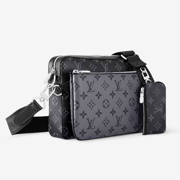 Сумка чоловіча в стилі Louis Vuitton Trio Messenger Monogram Eclipse Canvas - зображення 2