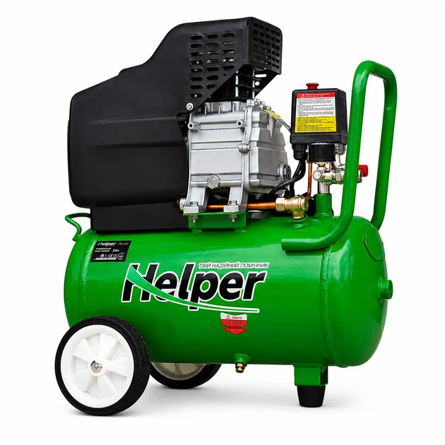 Масляный воздушный компрессор Helper HP-1101 24 л 8 бар 220 л/мин поршневой для гаража СТО мастерской электрический для покраски подкачки шин пневмоинструмента, универсальный, компактный производительный - изображение 4