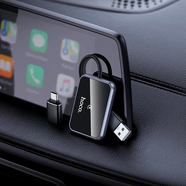 Беспроводной адаптер-переходник для авто CarPlay Hoco HU1 Way car USB / Type-C Черный - Фото 7 Беспроводной адаптер-переходник для авто CarPlay Hoco HU1 Way car USB / Type-C Черный - изображение 7