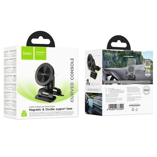 Магнитный автодержатель для телефона Hoco H97 Eminent Ring Magnetic Car Holder на изогнутую панель и торпедо Черный - изображение 5