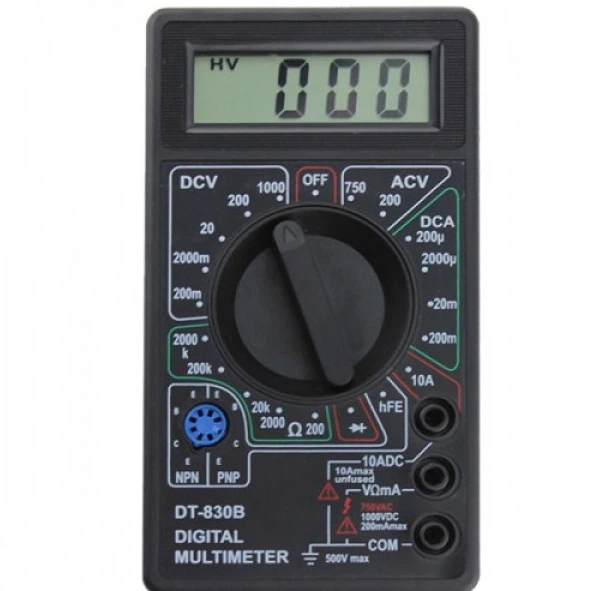 Цифровой мультиметр DT-830B тестер + щупы черный - Фото 4 Цифровой мультиметр DT-830B тестер + щупы черный - изображение 4