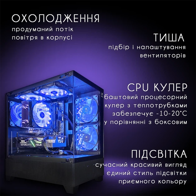 Компьютер VSIM зборка v15 -- AMD Ryzen 5 3500X / RAM 16 Gb DDR4 / SSD 512Gb / Nvidia RTX2060 6G синий - изображение 3