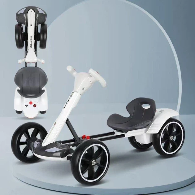 Детский складной электромобиль Go-Kart с аккумулятором электрокар и пультом Белый - Фото 3 Детский складной электромобиль Go-Kart с аккумулятором электрокар и пультом Белый - изображение 3
