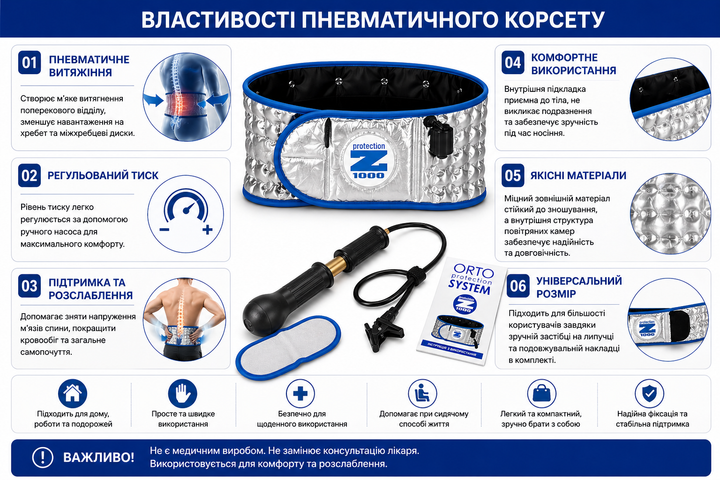 Корсет для спины Orto Protection System | Пневматический, анатомический, для ежедневного ношения - изображение 3