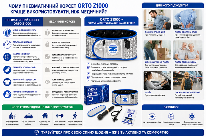 Корсет для спины Orto Protection System | Пневматический, анатомический, для ежедневного ношения - изображение 5
