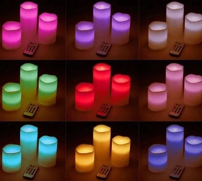 Світлодіодний Нічник Набір свічок LED світильник 3 свічки 12 кольорів Luma Candles Color Changing з пультом - зображення 5