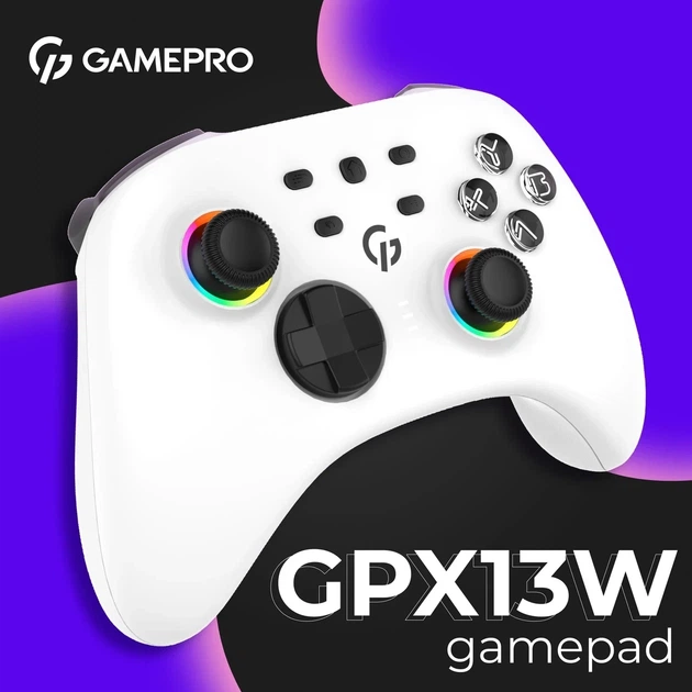 Геймпад GamePro GPX13W 2.4G/BT 5.1/USB/PC/iOS/Android RGB White (GPX13W) UA - Фото 4 Геймпад GamePro GPX13W 2.4G/BT 5.1/USB/PC/iOS/Android RGB White (GPX13W) UA - изображение 4