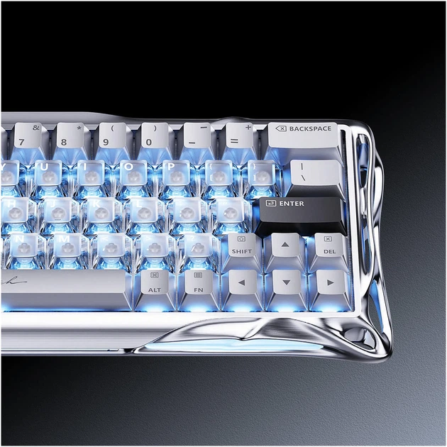 Клавіатура магнітна GravaStar Mercury V60 Pro 60keys, GravaStar Blackcore, USB-A, 8k, RGB, Chrome Silver (GSV60PRO_XTAL_SLV) - изображение 7
