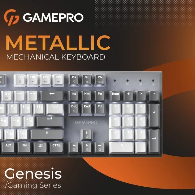 Клавіатура USB GamePro Genesis Metallic MK144G Outemu Red Switch UA LED Gray (MK144G) UA - изображение 7