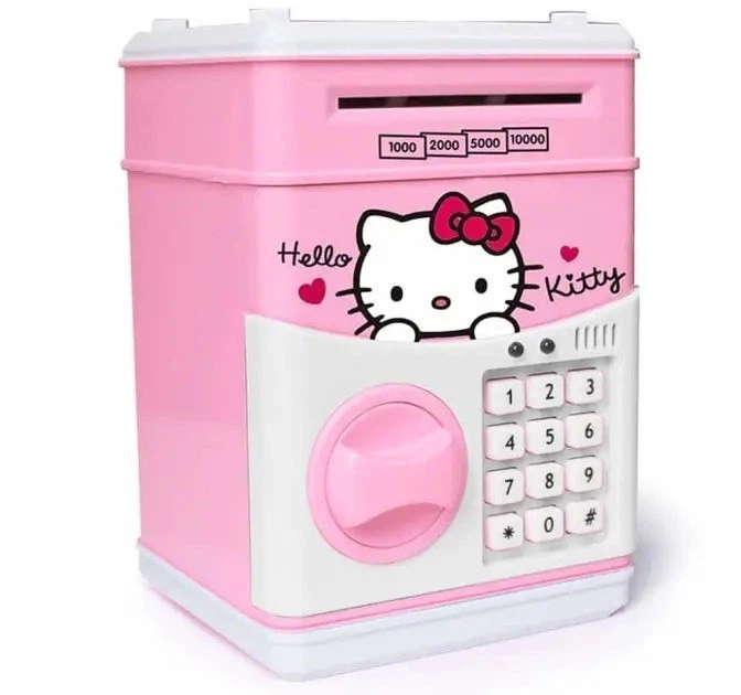 Іграшковий дитячий сейф скарбничка Hello Kitty з кодовим замком рожевий - зображення 3