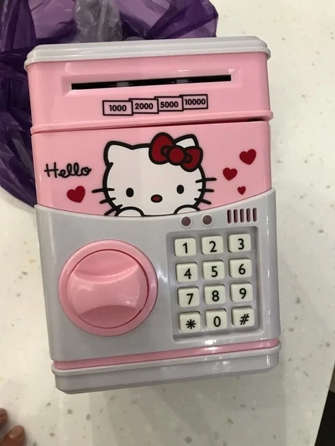Іграшковий дитячий сейф скарбничка Hello Kitty з кодовим замком рожевий - зображення 7