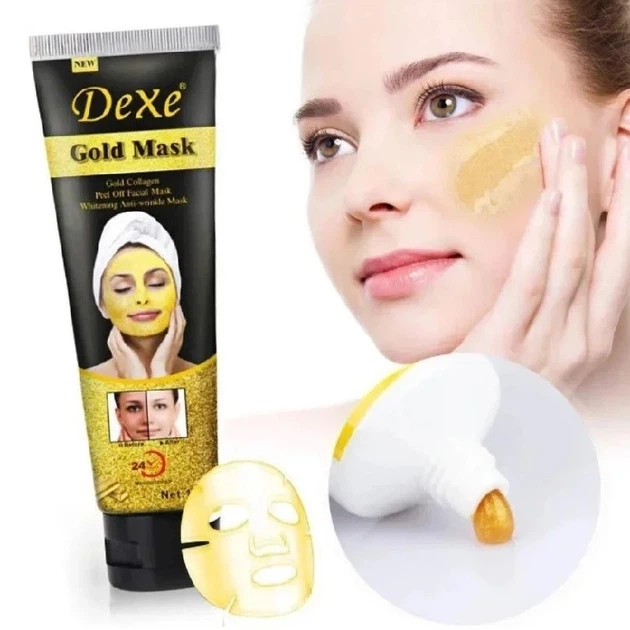 Маска для лица с биозолотом и коллагеном Dexe Gold Mask Биоколлагеновая - изображение 3