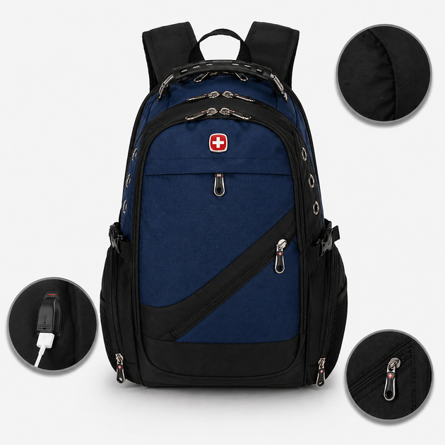 Рюкзак, швейцарский рюкзак, SwissGear 8810, туристический рюкзак, рюкзак для ноутбука Синий - изображение 6