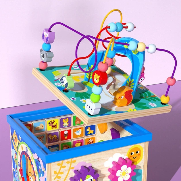 Drewniany sorter kostka LeanToys Alfabet 35 x 23 x 23 cm (745676) (5905991029403) - obraz 2