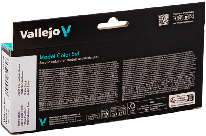Zestaw farb akrylowych Vallejo Model Color Set 70.260 Wargames Basics 8 x 18 ml (8429551702607) - obraz 3