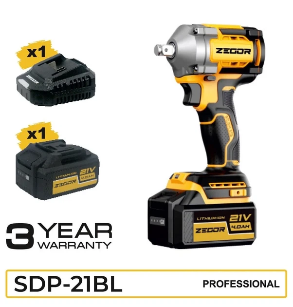 Гайковерт ударний акумуляторний Zegor SDP-21BL 21 В 500 Hm Комплект - зображення 8
