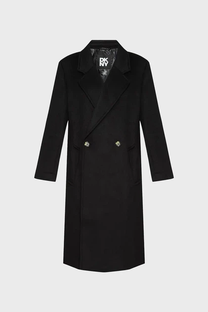 Жіноче чорне шерстяне пальто DKNY L D2G4A203 - Фото 1 Жіноче чорне шерстяне пальто DKNY L D2G4A203 - зображення 1