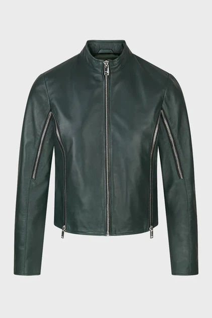 Жіноча зелена шкіряна куртка soft zip 223 YPS S 107284 - Фото 5 Жіноча зелена шкіряна куртка soft zip 223 YPS S 107284 - зображення 5