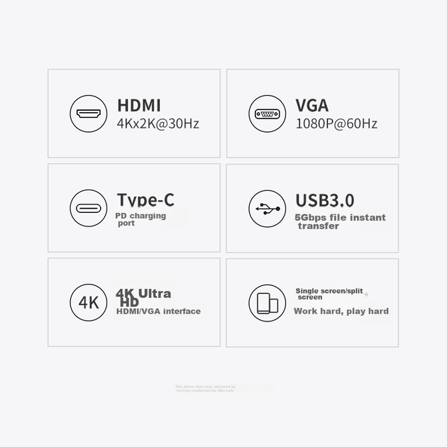 Док-станція розширення Isky Type-C, перетворювач USB-C на HDMI/VGA, 4K, для комп'ютерів Apple MacBook, розширює можливості iPad Pro, підключається до телевізора-проектора, адаптер для планшетів Huawei - зображення 4
