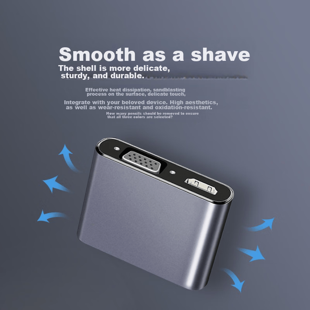 Док-станція розширення Isky Type-C, перетворювач USB-C на HDMI/VGA, 4K, для комп'ютерів Apple MacBook, розширює можливості iPad Pro, підключається до телевізора-проектора, адаптер для планшетів Huawei - зображення 9