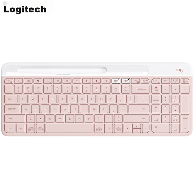 Беспроводная Bluetooth-клавиатура Logitech Fashion Series K580, офисная клавиатура, портативная ультратонкая клавиатура для ноутбука, клавиатура для планшета, розовый цвет Zhuyu, 101 клавиша. - изображение 2