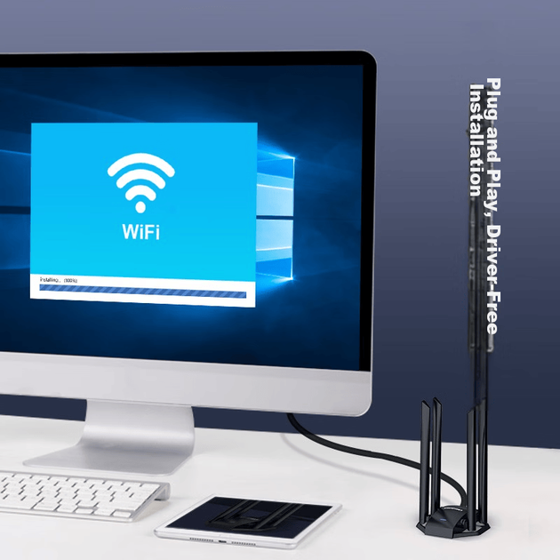 Беспроводной USB-адаптер COMFAST 1300M с поддержкой двухдиапазонной сети 5G, антенной высокого усиления, гигабитным Wi-Fi приемником для компьютеров, проникающим сквозь стены, и передатчиком для ноутбуков (WU785AC). - изображение 2