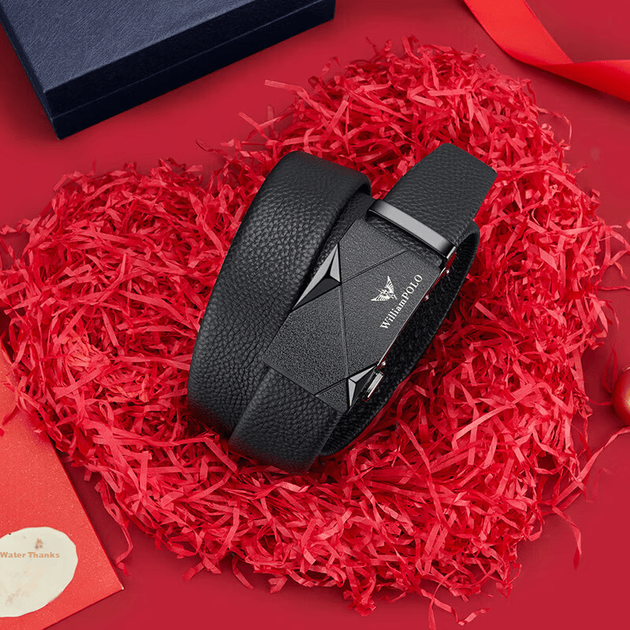 Мужской кожаный пояс WILLIAMPOLO с автоматической пряжкой, повседневный пояс из высококачественной коровьей кожи, подарок на День святого Валентина для парня. - изображение 3