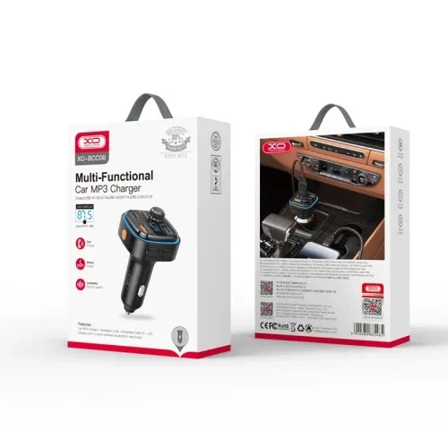 ФМ-модулятор XO BCC08 MP3 5V/3.1A Car Charger with Ambient Light Чорний - изображение 2