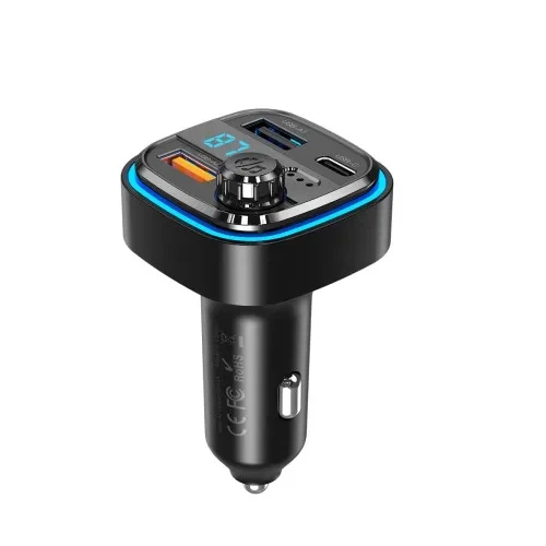 ФМ-модулятор XO BCC08 MP3 5V/3.1A Car Charger with Ambient Light Чорний - изображение 3