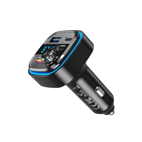 ФМ-модулятор XO BCC08 MP3 5V/3.1A Car Charger with Ambient Light Чорний - изображение 4
