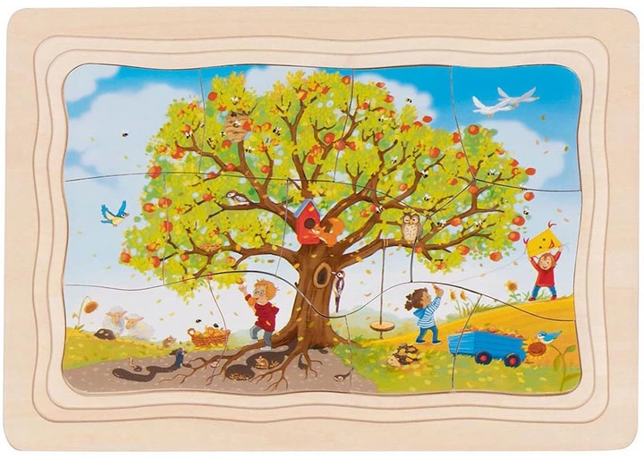 Układanka drewniana Goki My Apple Tree warstwowa 47 elementów 57346 (4013594573467) - obraz 3
