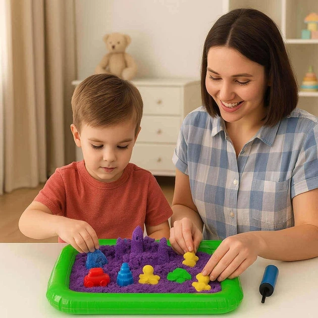 Кінетичний пісок Kid Sand Danko Toys 1200 г з пісочницею та формочками — набір для творчості KS-02-02U - изображение 3