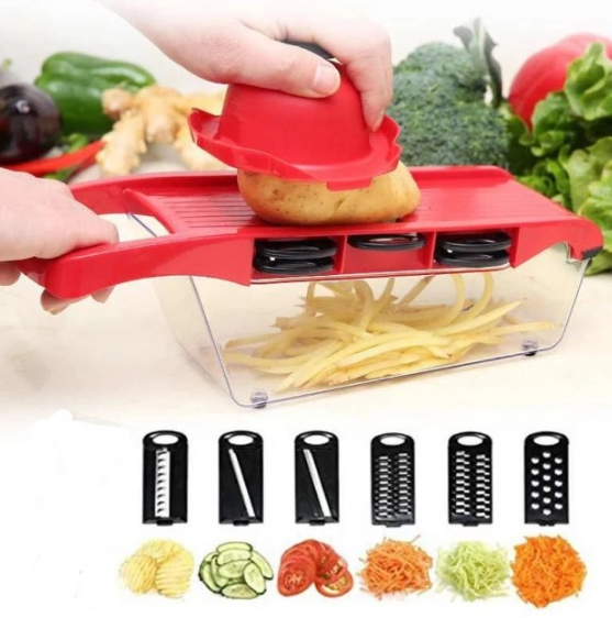 Овочерізка - мультислайсер Mandoline Slicer 6 in 1 · Тертка – шатківниця для овочів та фруктів з контейнером 52789/10 - Фото 1 Овочерізка - мультислайсер Mandoline Slicer 6 in 1 · Тертка – шатківниця для овочів та фруктів з контейнером 52789/10 - зображення 1