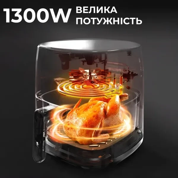 Аэрогриль-фритюрница SOKANY SK-8027 на 6.5 л с терморегулятором, черный - изображение 4