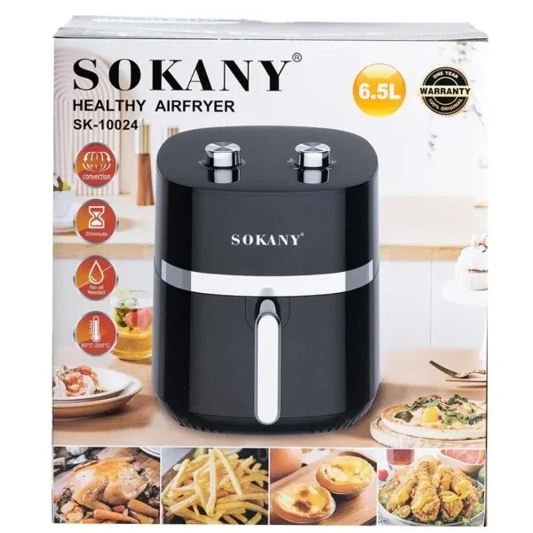 Аерогриль-фритюрниця SOKANY SK-10024 на 6,5 л з терморегулятором, чорний - Фото 8 Аерогриль-фритюрниця SOKANY SK-10024 на 6,5 л з терморегулятором, чорний - зображення 8