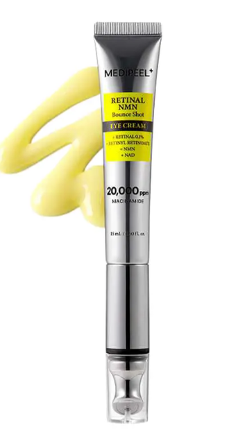 Омолаживающий крем для кожи вокруг глаз с вибро-наконечником Medi-Peel Retinal NMN Bounce Shot Eye Cream, 15ml - Фото 1 Омолаживающий крем для кожи вокруг глаз с вибро-наконечником Medi-Peel Retinal NMN Bounce Shot Eye Cream, 15ml - изображение 1