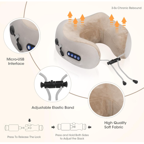 Дорожная массажная подушка Travel Massage Pillow арт-5074 для шеи и спины - изображение 3
