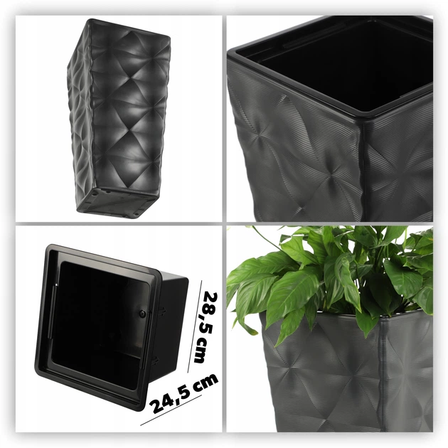Donica wysoka ogrodowa na kwiaty Kadax Bando 40 x 75 cm Antracyt (K4179) (5903699432150) - obraz 3