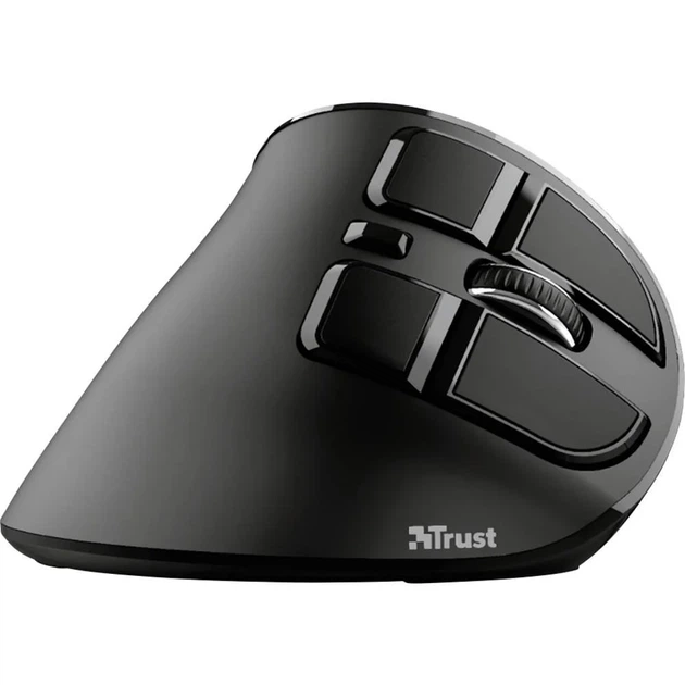 Беспроводная вертикальная мышь Trust Voxx / USB / Bluetooth / Радиоканал / 2400 DPI / 9 кнопок / Подсветка / LED-дисплей / Черная (102048063) - Б/У - изображение 2