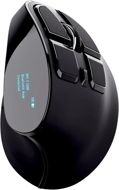 Беспроводная вертикальная мышь Trust Voxx / USB / Bluetooth / Радиоканал / 2400 DPI / 9 кнопок / Подсветка / LED-дисплей / Черная (102048063) - Б/У - изображение 4