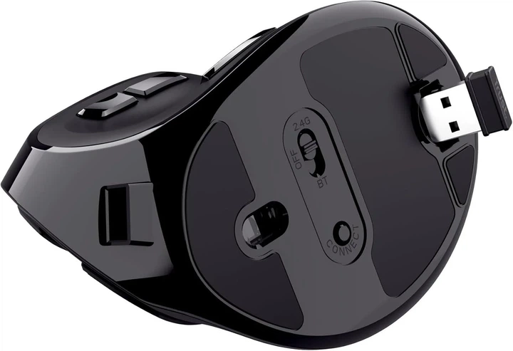 Беспроводная вертикальная мышь Trust Voxx / USB / Bluetooth / Радиоканал / 2400 DPI / 9 кнопок / Подсветка / LED-дисплей / Черная (102048063) - Б/У - изображение 7
