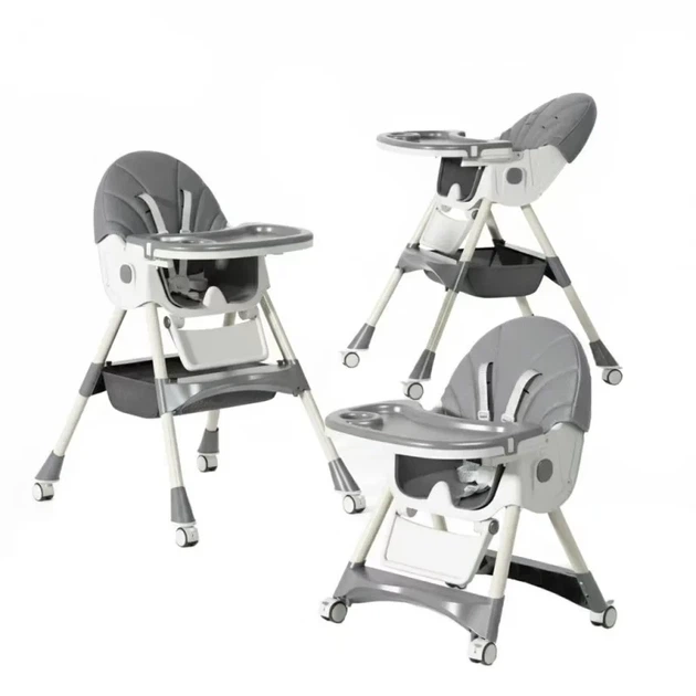 Детский Стульчик для кормления Kidoro One (ST-6540 Dark Grey) из экокожи, на колесах со стопорами - Фото 1 Детский Стульчик для кормления Kidoro One (ST-6540 Dark Grey) из экокожи, на колесах со стопорами - изображение 1