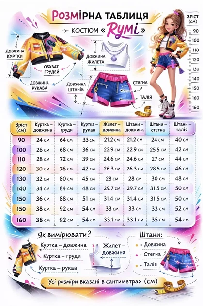 Костюм Руми для девочки HUNTR/X K-pop Demon Hunters 110 см - изображение 5