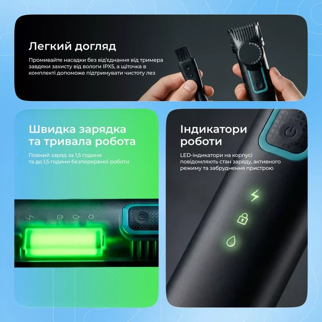 Триммер для бороды головы уха и носа, универсальный триммер Proove Dorian 5in1 - изображение 11