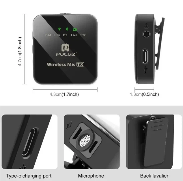 Беспроводной петличный микрофон для смартфона Puluz, Type-C Phone - Фото 7 Беспроводной петличный микрофон для смартфона Puluz, Type-C Phone - изображение 7
